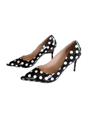 Patent Leather Black & White Polka Dot Heels 8